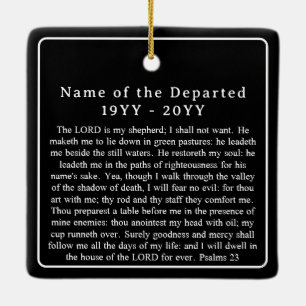 Custom Photo Name Dates Bible Remembrance Memorial Ceramic Ornament