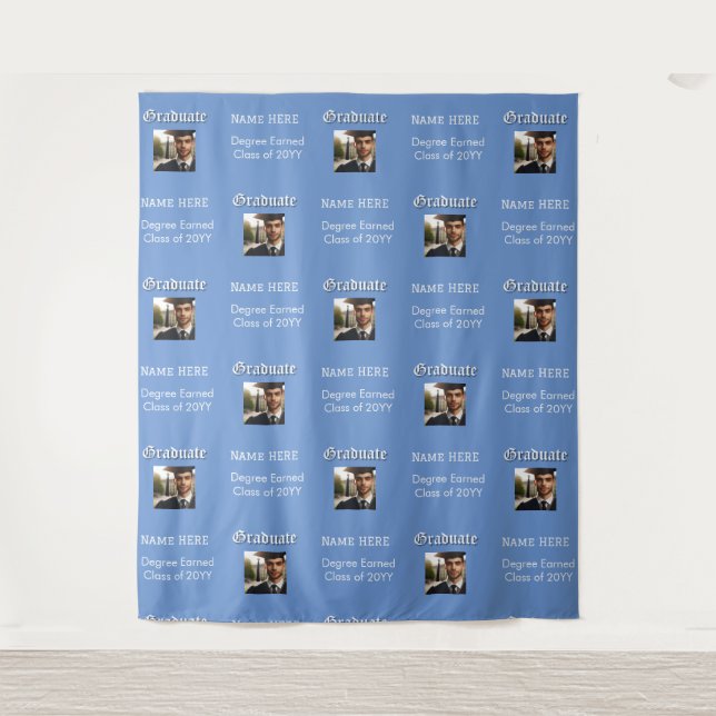 Custom Photo Name Degree Graduation Party Backdrop Tapestry (Front)