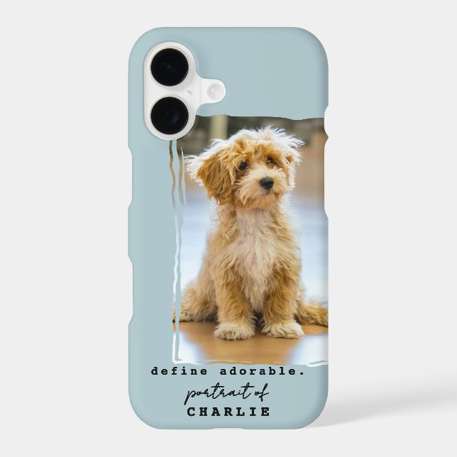 Custom Photo Name Dog Cute Fun Phrase Dusty Blue  (Back)
