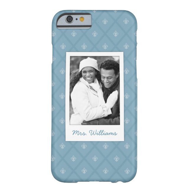 Custom Photo & Name Fleur-de-lis pattern Case-Mate iPhone Case (Back)