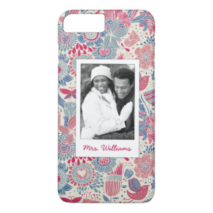 Custom Photo & Name Floral bird & butterfly design Case-Mate iPhone Case