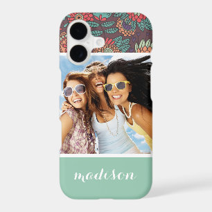 Custom Photo & Name floral cartoon pattern