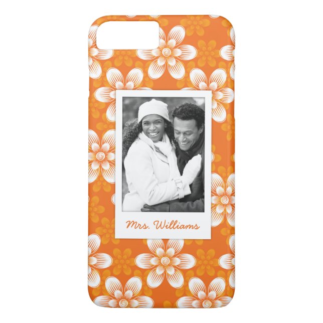 Custom Photo & Name Flowers Pattern Case-Mate iPhone Case (Back)