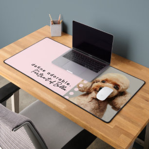 Custom Photo Name Funny Dog Quote Pastel Pink  Desk Mat