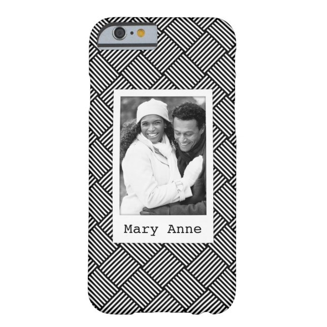 Custom Photo & Name Geometric checked texture Case-Mate iPhone Case (Back)