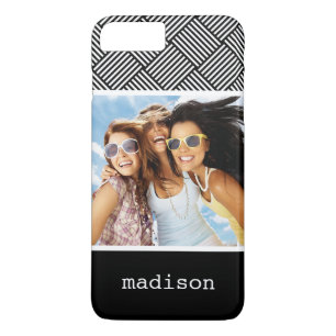 Custom Photo & Name Geometric checked texture Case-Mate iPhone Case