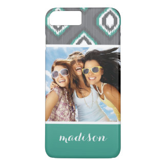 Custom Photo & Name Geometric Retro Ikat Pattern Case-Mate iPhone Case