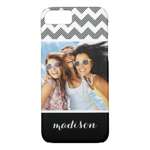 Custom Photo & Name Geometric zigzag pattern Case-Mate iPhone Case