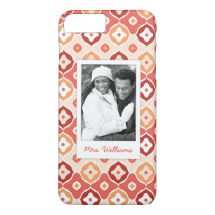 Custom Photo & Name Golden ikat geometric pattern Case-Mate iPhone Case