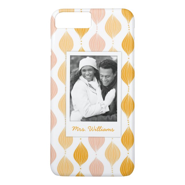 Custom Photo & Name Golden Ogee Pattern Case-Mate iPhone Case (Back)