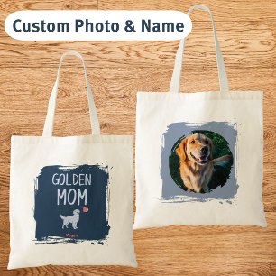 Custom Photo & Name Golden Retriever Mum tote bag