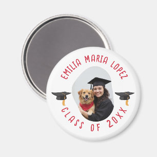 Custom Photo Name Graduation Cap Keepsake Magnet