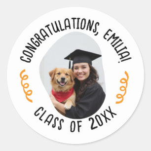 Custom Photo Name Graduation Congratulations Grad Classic Round Sticker
