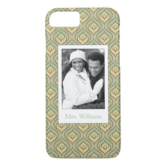 Custom Photo & Name green and yellow pattern Case-Mate iPhone Case (Back)