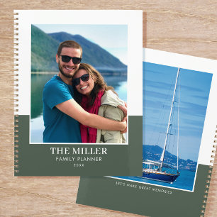 Custom Photo Name Green Modern Planner