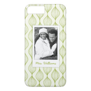 Custom Photo & Name Green Ogee Pattern Case-Mate iPhone Case