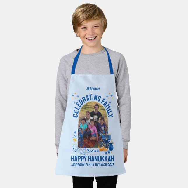 Custom Photo Name HANUKKAH FAMILY REUNION  Apron (Worn)