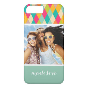 Custom Photo & Name Harlequin vintage pattern Case-Mate iPhone Case