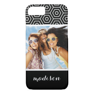 Custom Photo & Name Hexagonal geometric pattern Case-Mate iPhone Case