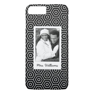Custom Photo & Name Hexagonal geometric pattern Case-Mate iPhone Case