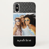Custom Photo & Name Hexagonal geometric pattern