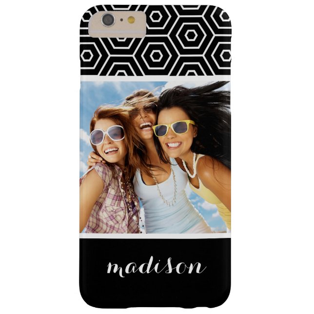 Custom Photo & Name Hexagonal geometric pattern Case-Mate iPhone Case (Back)