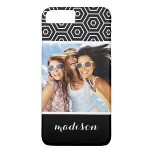 Custom Photo & Name Hexagonal geometric pattern Case-Mate iPhone Case
