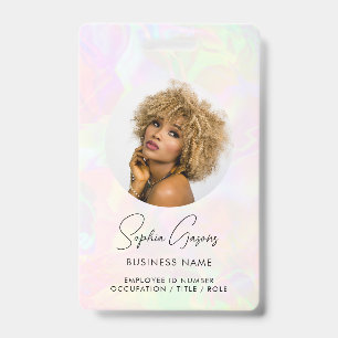 Custom Photo & Name Iridescent Holographic Staff ID Badge