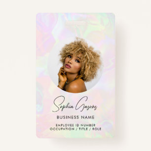 Custom Photo & Name Iridescent Holographic Staff ID Badge