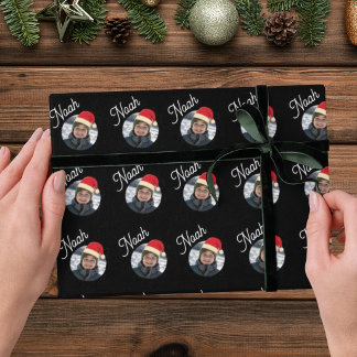Custom Photo & Name - Kids Name Holiday Wrapping Paper