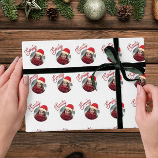 Custom Photo & Name - Kids Name Holiday Wrapping Paper