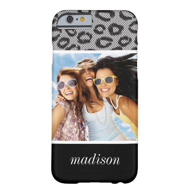 Custom Photo & Name lace with leopard pattern Case-Mate iPhone Case (Back)