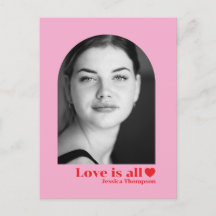 Custom photo name love minimalist pink red