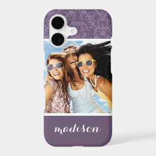 Custom Photo & Name Luxury Purple Wallpaper