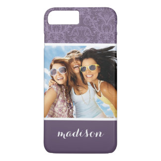 Custom Photo & Name Luxury Purple Wallpaper Case-Mate iPhone Case
