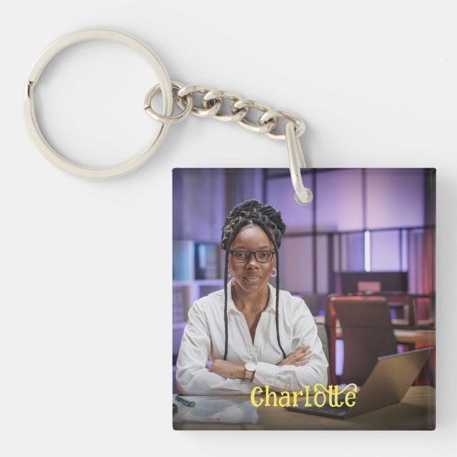 Custom Photo Name Message Personalise Key Ring (Front)