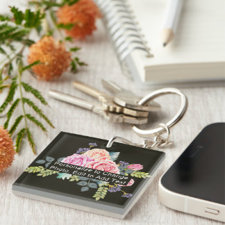 Custom Photo Name Monogram Acrylic Rec One-Sided Key Ring