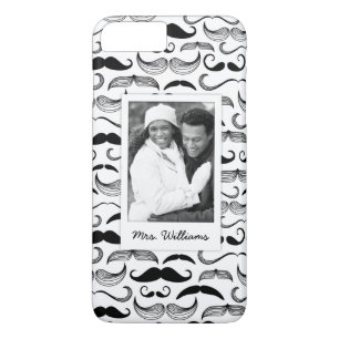 Custom Photo & Name Moustache pattern 2 Case-Mate iPhone Case