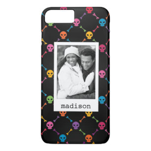 Custom Photo & Name Multicolor pattern with skulls Case-Mate iPhone Case