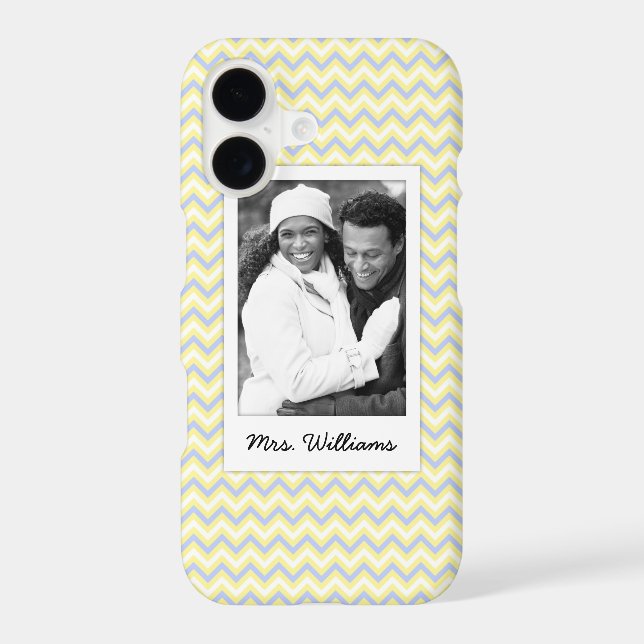 Custom Photo & Name Pastel Chevron Pattern (Back)