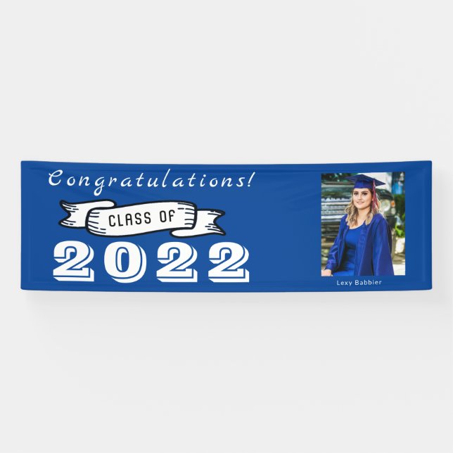 Custom Photo Name Personalised Graduation Banner (Horizontal)