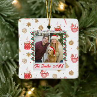 Custom Photo & Name Personalised Merry Christmas Ceramic Ornament