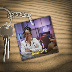 Custom Photo Name Personalize Keychain