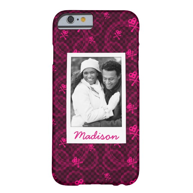 Custom Photo & Name Pink Emo Pattern With Circles Case-Mate iPhone Case (Back)