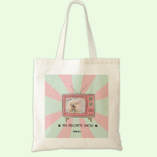 Custom Photo & Name Poodle Mum Retro TV Tote Bag