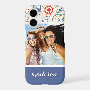 Custom Photo & Name Red and Navy with Anchor