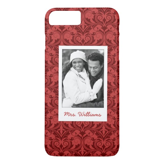 Custom Photo & Name Red Wallpaper Case-Mate iPhone Case (Back)