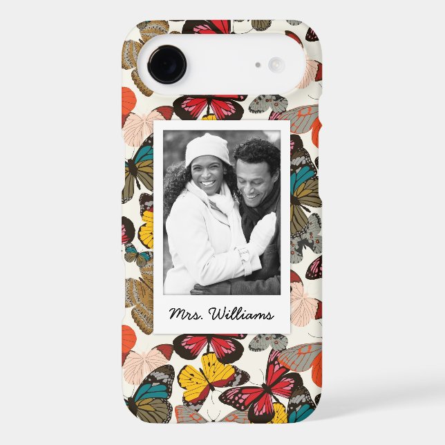 Custom Photo & Name Retro floral pattern 7 Case-Mate iPhone Case (Back)