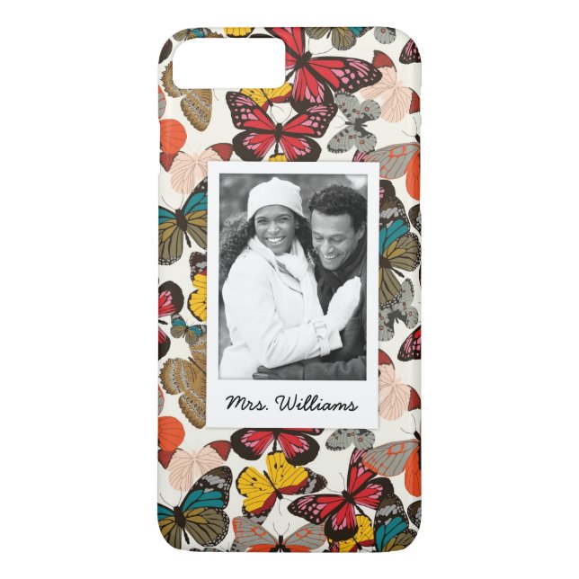 Custom Photo & Name Retro floral pattern 7 Case-Mate iPhone Case (Back)