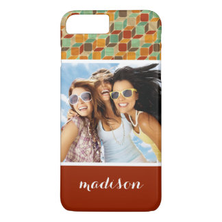 Custom Photo & Name Retro geometric pattern 4 2 Case-Mate iPhone Case